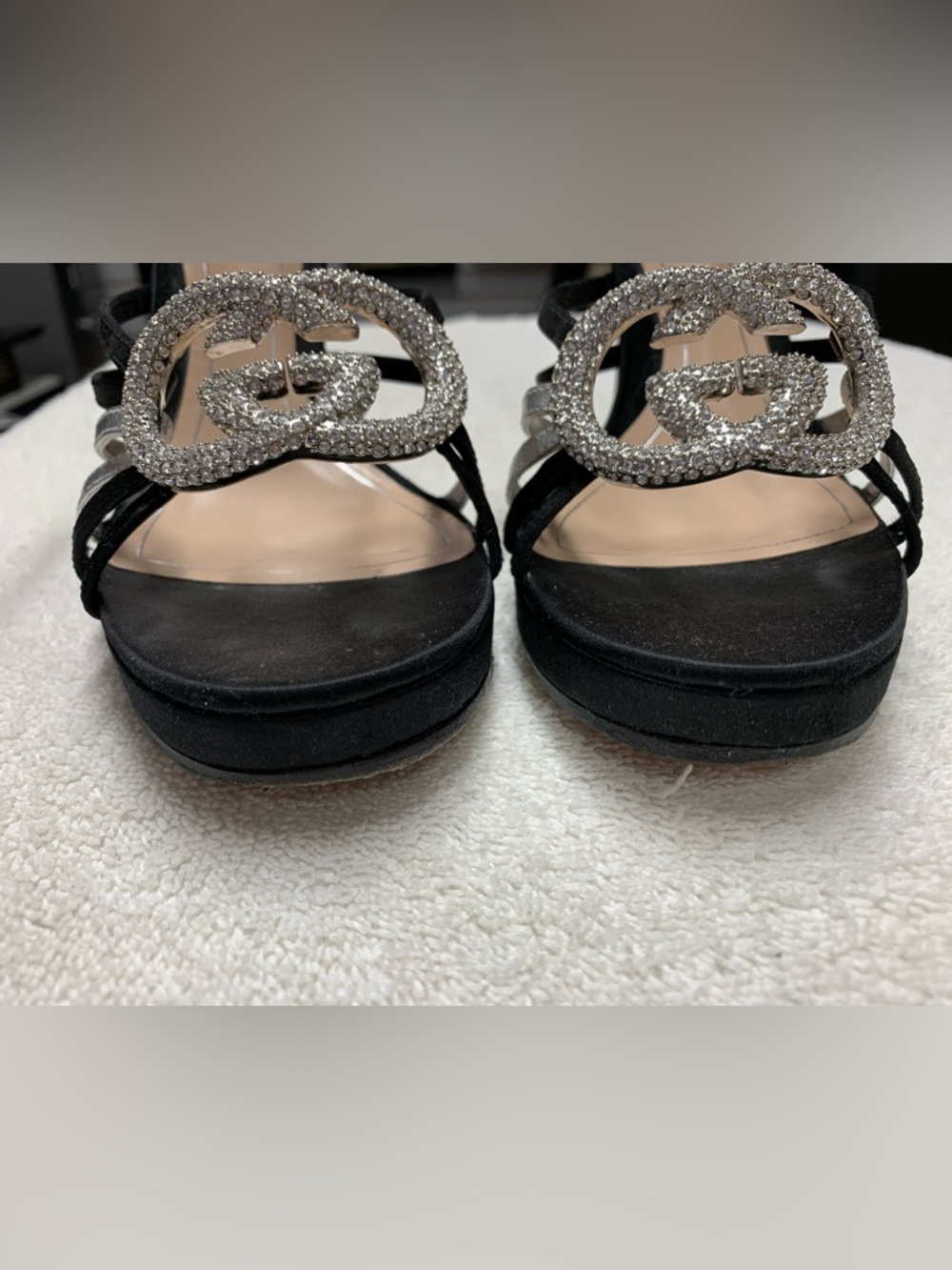 Gucci Black Suede Crystal Interlocking GG Pump Heels - Picture 7 of 16